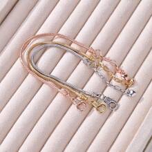 1個以鍍銅鍍銀/鍍金/玫瑰金色條紋鏈鐵鏈手鍊,具有可調節的珠狀設計,可用於diy - 玫瑰金 - 查看 5