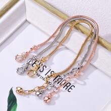 1個以鍍銅鍍銀/鍍金/玫瑰金色條紋鏈鐵鏈手鍊,具有可調節的珠狀設計,可用於diy - 玫瑰金 - 查看 3