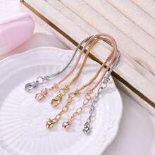 1個以鍍銅鍍銀/鍍金/玫瑰金色條紋鏈鐵鏈手鍊,具有可調節的珠狀設計,可用於diy - 玫瑰金 - 查看 4