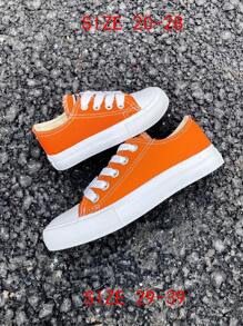 OPOEE Children Canvas Shoes, Spring/ Autumn, Korean Style, Simple, Boys & Girls, Fashionable, Low-Cut, Casual, Athletic, Classic, Versatile, Skateboard Shoes For Kids - Orange - View 5