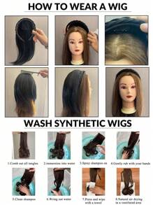 合成纖維長直髮箍半假髮夾片,蓬鬆自然假金髮黑棕色髮飾,配有髮帶 - Light Brown - 查看 8