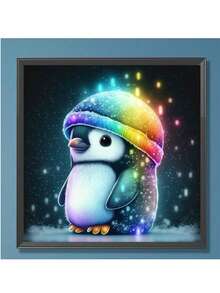 Lovely Colorful Penguin With Hat Diamond Painting Set 5d Diamond Art Home Decor - Multicolor - View 4