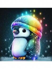 Lovely Colorful Penguin With Hat Diamond Painting Set 5d Diamond Art Home Decor - Multicolor - View 1