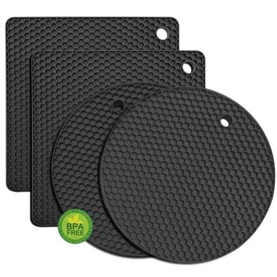 1 片装耐热硅胶垫，多用途防滑硅胶隔热垫，适用于厨房，可用作隔热垫、勺子垫、防烫餐垫/杯垫，厨房用品，厨房配件，厨房工具