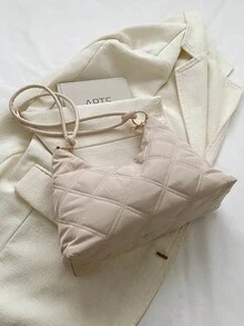 Solid Color & Minimalist & Fashionable Shoulder & Crossbody Bag For Women, Korean Style, Popular In 2023 - Khaki - View 6