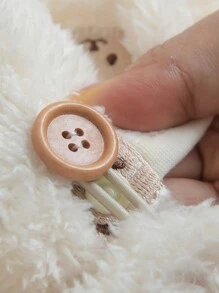 婴儿刺绣连帽斗篷风衣保暖披肩婴儿推车毛毯卡通熊披肩