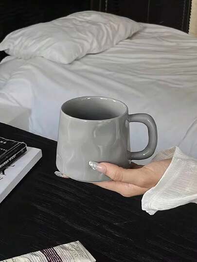 CMYD Studio 1 件 400 毫升手工陶瓷咖啡杯，不对称北欧风格茶杯，适合家庭、卧室、办公室、礼物、家庭聚会