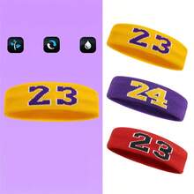 Sports Fitness Headband, Breathable, Quick-Drying, High Elasticity, Star Number 23 Pattern - Purple - View 4