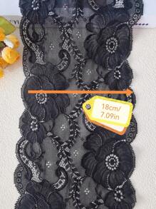 100 公分/件 18 公分寬彈性蕾絲邊用於服裝配件、帽子和衣服裝飾 - 黑色 - 查看 6