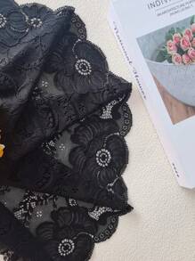 100 公分/件 18 公分寬彈性蕾絲邊用於服裝配件、帽子和衣服裝飾 - 黑色 - 查看 5