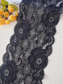 100 公分/件 18 公分寬彈性蕾絲邊用於服裝配件、帽子和衣服裝飾 - 黑色 - 查看 7