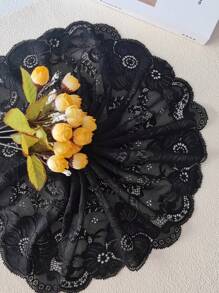 100 公分/件 18 公分寬彈性蕾絲邊用於服裝配件、帽子和衣服裝飾 - 黑色 - 查看 3