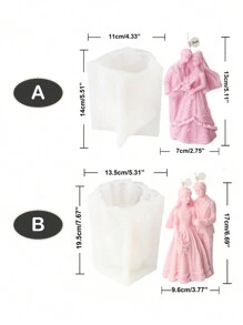 浪漫婚禮新人浮雕紋理矽膠模具,適用於自製蠟燭、香薰、蛋糕裝飾,情人節燭光晚餐,或作為情侶禮物 - 白色 - 查看 7