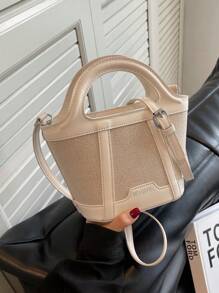 Không phổ biến Khối màu Hợp thời Cầm tay Túi Bucket 2023 Mùa Thu Phổ biến nhất Trắng Vai & Túi đeo chéo Với Đúng mốt Thiết kế đơn giản Đối với phụ nữ - trắng - Xem 1