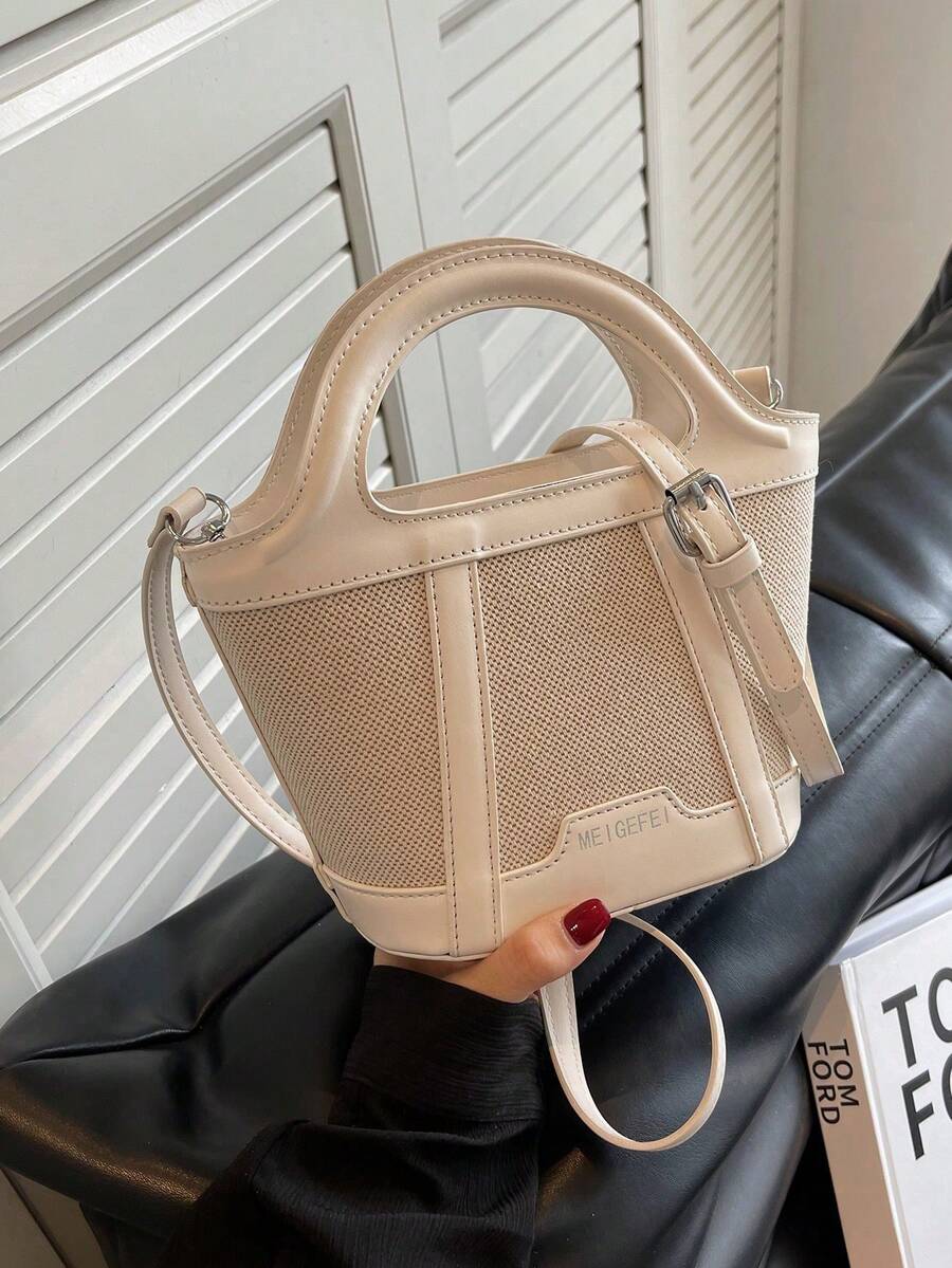 Không phổ biến Khối màu Hợp thời Cầm tay Túi Bucket 2023 Mùa Thu Phổ biến nhất Trắng Vai & Túi đeo chéo Với Đúng mốt Thiết kế đơn giản Đối với phụ nữ - trắng - Xem 1