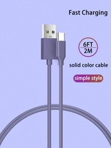 6英尺/2米usb Type C充電線,多色type C充電線,支援快速充電,適用於三星s23 S22 Note 20 Ultra Ipad Pro Air Mini Book Air - 紫色 - 查看 1