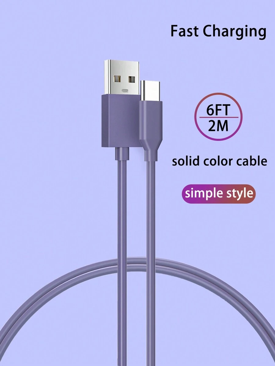 6英尺/2米usb Type C充電線,多色type C充電線,支援快速充電,適用於三星s23 S22 Note 20 Ultra Ipad Pro Air Mini Book Air - 紫色 - 查看 1