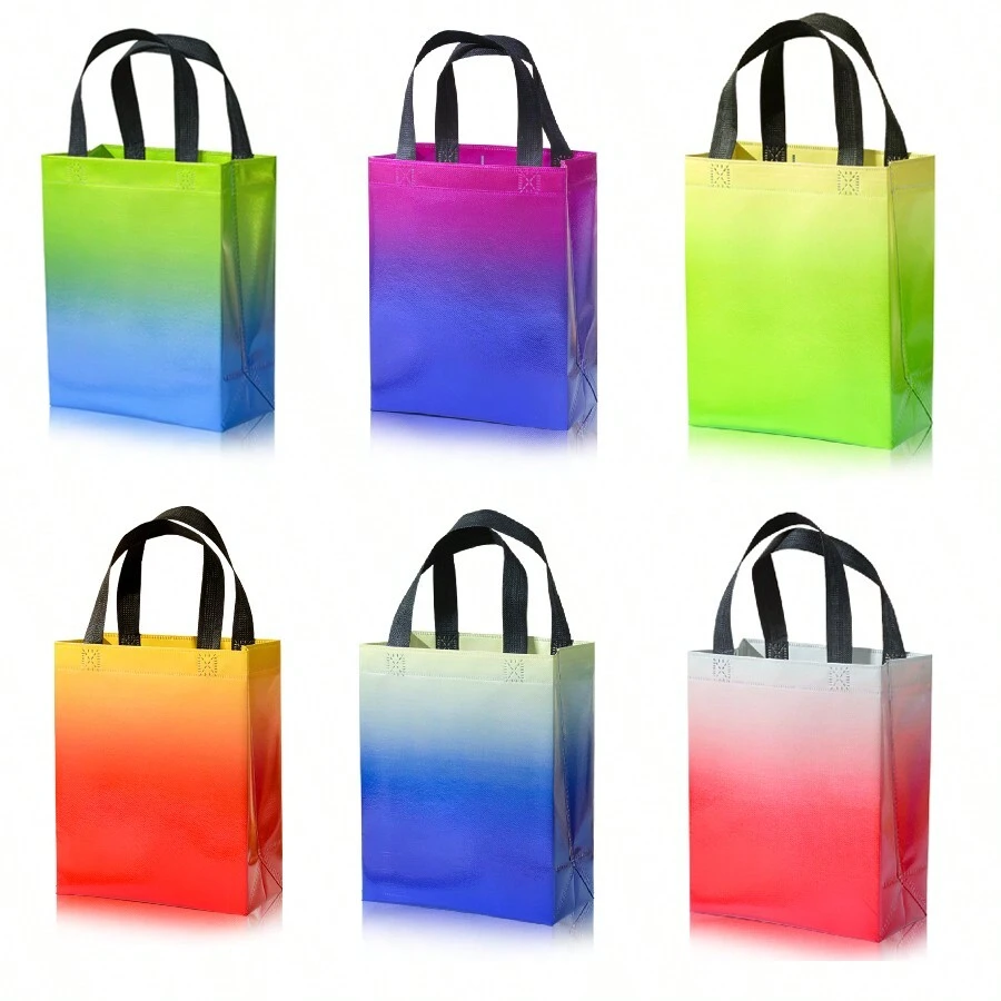 7 件裝不織布漸層禮品袋套裝適用於節慶、派對和購物包裝 - 紅白色 - 查看 1