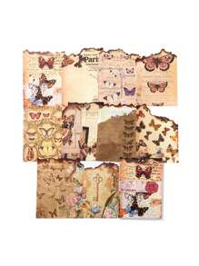 1book/10sheets, 3sheets Per Pattern, 30sheets In Total, Burnt Book Pages Series Vintage Ins English Letter Notebook Decoration Paper - Multicolor - View 1