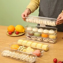 1入廚房冰箱冷凍機窄縫可堆疊透明餃子收納盒 - 無色 - 查看 1