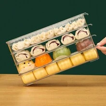 1入廚房冰箱冷凍機窄縫可堆疊透明餃子收納盒 - 無色 - 查看 10