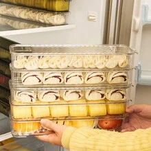 1入廚房冰箱冷凍機窄縫可堆疊透明餃子收納盒 - 無色 - 查看 9