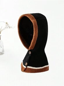 1pc Ladies' New Style Plaid Scarf & Beret Hat Combo Knitted Warmth Headgear For Autumn Winter Daily Wear - Black - View 3