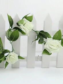 1入組10頭白花綠藤人造花,家庭裝飾用途 - 白色 - 查看 5