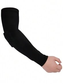 1個黑色伸出籃球臂套,具有防撞、防曬、蜂巢式肘墊,適用於戶外活動、騎自行車、跑步 - 黑色 - 查看 3