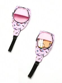 1 件男女通用可愛卡通圖案聚酯斜背包/腰包帶可調節肩帶和拉鍊閉合 - 適合戶外、學校、旅行和存儲 - 粉色 - 查看 3