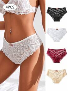 4入組女性性感花邊三角褲 - 彩色 - 查看 1