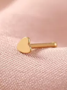 1 件时尚女士不锈钢心形鼻钉 - 金黃色 - 查看 2