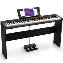 Starfavor Digital Piano 88 Key Keyboard, Full Size Piano Keyboard 88 Keys, Velocity-Sensitive Semi-Weighted Keyboard Piano 88 Keys,With Keyboard Stand Furniture Stand,Sustain Pedal 3Pedal,SP-15SW - 黑色 - 查看 1