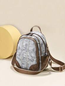 Fashionable Casual Elegant Style 1pc Multi-Pocket Pu Leather Women's Backpack That Can Also Be Used As A Shoulder Bag, Suitable For Girls, Women, College Students, Young Professionals And Office Workers, Perfect For Work, Business, Commuting, And School - Multicolor - View 2
