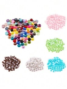 2/3/4/5/6/8/10/12毫米隨機混色ABS半圓形扁珠，適用於DIY美甲、手機殼、珠寶製作配件 - 淺灰色 - 查看 2