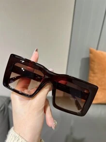 1pc Square Frame Fashionable Men's Eyeglasses - Brown - View 1