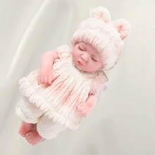 11.4 Inch Realistic Silicone Baby Doll For Soothing & Pretend Play, Perfect Birthday Gift For Kids, With Fashionable Clothes & Accessories, Good Companion For Little Girls Asleep - Pink Plush Cute Face With Eyes Closed - View 3