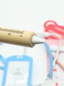 1入組木質兒童醫療器材遊戲屋模擬醫生玩具套裝女護士醫生聽診器兒童禮物（5件套） - 彩色 - 查看 4