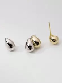 1 Paar Reine Silber S925 Vergoldete Tropfenförmige Ohrstecker Für Den Täglichen Gebrauch Frauen, Modischer Und Vielseitiger Schmuck
