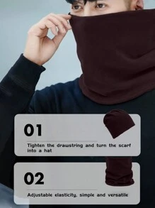 1pc Winter Outdoor Sports Windproof Fleece Reversible Thick Neck Warmer For Cycling, Skiing - Brown - View 6