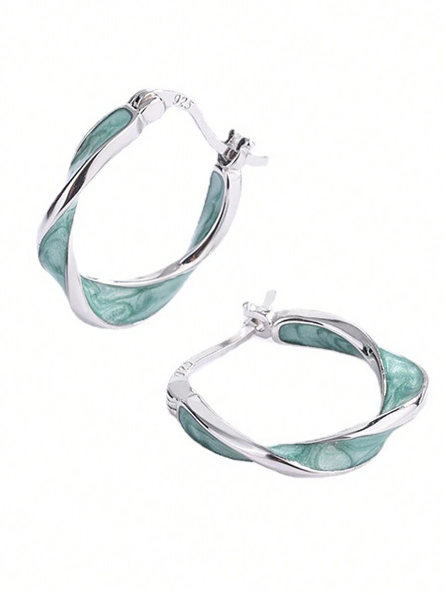 1 đôi 925 sterling bạc Đúng mốt Tiếng Pháp Vòng bít tai Đối với phụ nữ - YW1421 - Xem 1