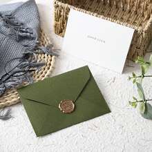 生日賀卡信封套裝、情人節手寫卡信封套裝、新年賀卡信封套裝,1封信封 + 1張賀卡 + 1個印章,happy New Year Card/love You Card/happy Birthday Card/best Wishes Card/think You Card/good Luck Card - 橄欖綠 - 查看 6