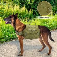 Huntvp Tactical Dog Backpack 1000d Dog Harness Adjustable With Handle Molle Saddlebag For Medium & Large Dogs, Hunting, Training, Hiking, Outdoor - Army Green - View 7
