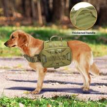 Huntvp Tactical Dog Backpack 1000d Dog Harness Adjustable With Handle Molle Saddlebag For Medium & Large Dogs, Hunting, Training, Hiking, Outdoor - Army Green - View 6