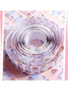 1roll/300pcs 7 Styles Princess Design Self-Adhesive Name Stickers For Kindergarten And Primary School Girls,Cartoon-Shape School Label - Pink - View 4
