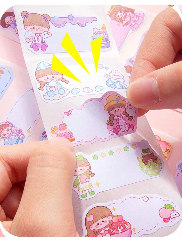 1 cuộn/300 cái 7 Phong cách Công chúa Thiết kế Tự dính Tên Hình dán Đối với Trường mẫu giáo Và Sơ đẳng Trường học Cô gái , Trường học Nhãn mác - Hồng - Xem 8