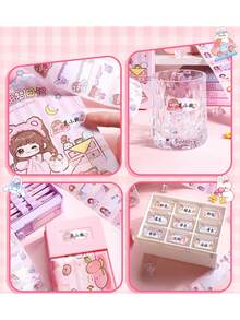 1roll/300pcs 7 Styles Princess Design Self-Adhesive Name Stickers For Kindergarten And Primary School Girls,Cartoon-Shape School Label - Pink - View 6