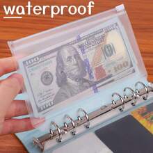12pcs A6 Size Binder Pockets 6 Holes Budget Cash Envelopes For Budgeting, Clear Zipper Folders Loose Leaf Bags For 6-Ring Budget Binder, Waterproof PVC Document Pouch Filing Bags Back To School