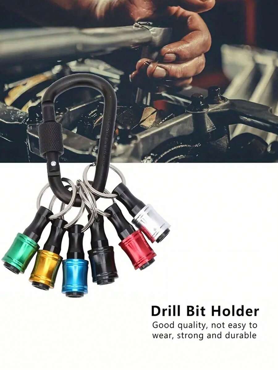 6pcs Colorful Keychain Screwdriver Bit Holder With Extension Rod And 1/4'' Hex Shank Bit Socket Adapter,Portable Drill Driver With Magnetic Bit Holder - Multicolor - View 1