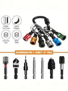 6pcs Colorful Keychain Screwdriver Bit Holder With Extension Rod And 1/4'' Hex Shank Bit Socket Adapter,Portable Drill Driver With Magnetic Bit Holder - Multicolor - View 7